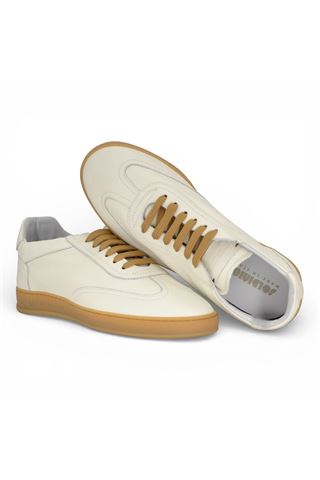 Sneaker uomo Soldini 80 in nappa colore bianco panna. SOLDINI | AKIRA-PELLE BIANCA
